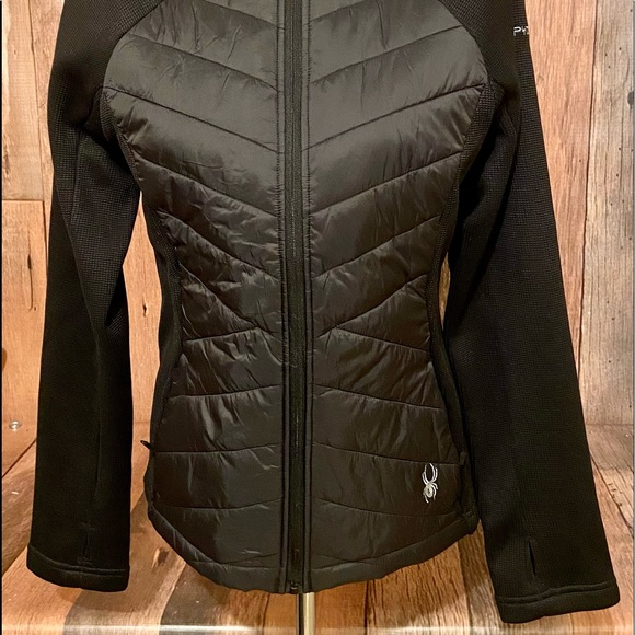 Spyder Black Therma Web Water Resistant Full Zip Jacket Women's NWT - Picture 2 of 9